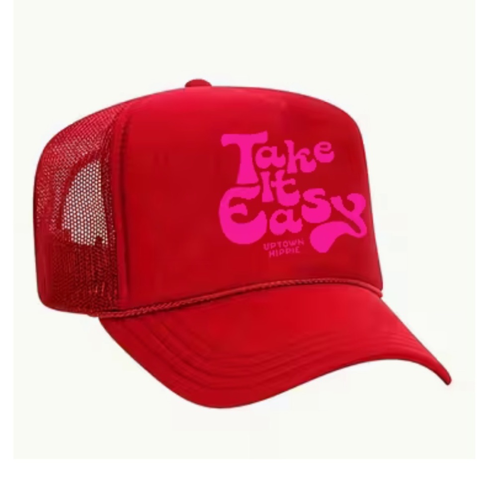 Red "Take It Easy" Trucker Hat